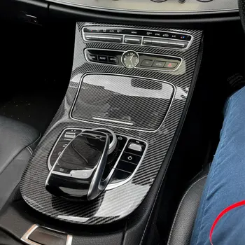 Tilbehør Til Bilen-Carbon-Fiber Struktur Interiør Konsol Gear Panel Dækker Trim Klistermærke Til Mercedes Benz E-Klasse W213 2016 2017