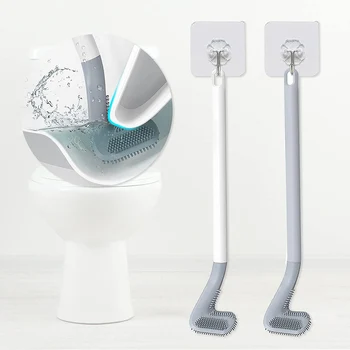 Silikone Toilet Børste Toilet Bowl Børste Monteres på Væggen med vægbeslag Kroge Sticky Kroge Rengøring af Værktøj WC Badeværelse Tilbehør