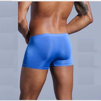 Meget tynd mænds undertøj nylon is silke boksere dobbelt sække høj rente, høj-stretch boksere