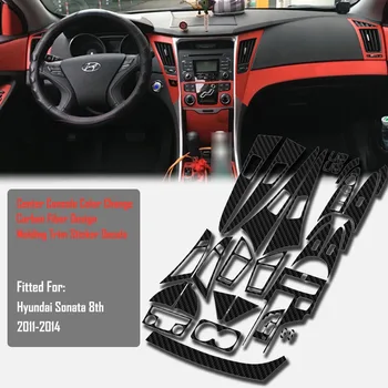Bilen Center Konsol Ændre Farve Carbon Fiber Molding Mærkat Decals Til Hyundai Sonata 8 Th 2011-2014