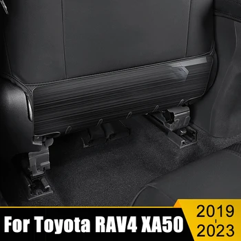 Rustfrit autostol Tilbage Anti Kick Pad Beskytter Vandtæt Barn Anti Beskidte Måtter Til Toyota RAV4 XA50 Hybrid 2019-2021 2022 2023