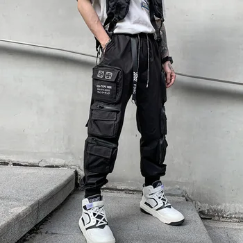 2022 Techwear Style Multi Lommer Cargo Bukser Mand Vintage Punk, Hip Hop Bukser Bånd Casual Streetwear Løbere