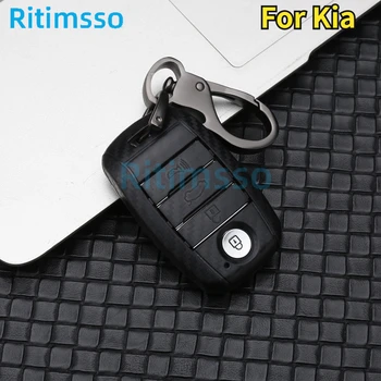 Carbon Fiber ABS Bil Key Fob Case Cover Taske til KIA K5 OPTIMA SORENTO FORTE RIO 4-Knappen Nede Bil Låget