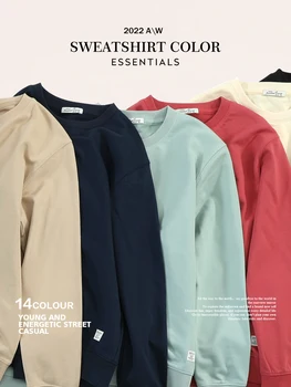 SIMWOOD 2023 Spring Nye Mænd Casual Minimalistisk Sweatshirt O-Neck Broderet Logo Plus Size Basic Pullover SI980547