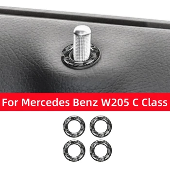 Til Mercedes Benz C-GLC Klasse W205 C180 C300 C200 Carbon Fiber Automatisk dørlås Dekorativ Ring Trim Cover Sticker Bil Tilbehør