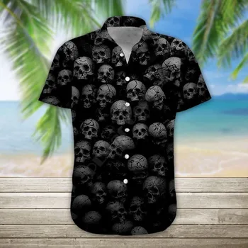 3D Printet Kraniet Halloween Hawaii-Skjorte Sommeren kortærmede Skjorter til Mænd-Skjorter Oversize Camisa Sociale 5XL Halloween Gave