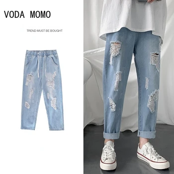 Sommeren Slim Fit Jeans til Herre Streetwear koreanske Designer Regelmæssig Nødlidende Denim Slim Homme Bukser Hip Hop Hul Jeans Bukser