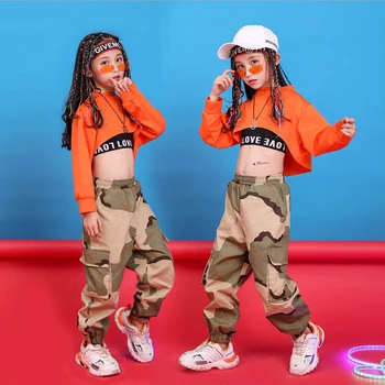 Børn Hip Hop Tøj Sweatshirt Top Afgrøde, der Kører Casual Bukser til Pige Barn, Jazz Dans, Kostume Bære Ballroom Dancing Tøj