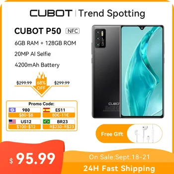 Cubot P50 2022 Nye Smartphone Android-6GB RAM, 128 GB ROM(256 GB Udvidet) 4200mAh 6.217 tommer NFC 20MP Kamera Mobiltelefoner celular