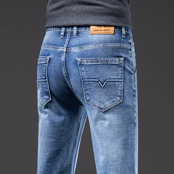 2023 Foråret Efteråret Nye Mænd ' s lyseblå Regular Fit Midwight Casual Jeans i Klassisk Stil Stretch Denim Stof Bukser Mandlige Brand