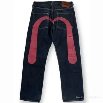 Amerikanske High Street Harajuku Hip Hop Jeans 2023 Nye Mænds M Udskriv Lige Rør i Loose Fit Jeans Y2K Bukser Designer Tøj
