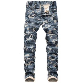 Fashion Brand Mænd Jeans Camouflage Jeans Designer Casual Bukser Italiensk Nye Jeans Unge Studerende Hip Hop Jeans Plus Størrelse