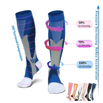 Running Compression Socks Strømper 20-30 mmhg Mænd Kvinder Sports Sokker til Maraton Cykling Fodbold Åreknuder