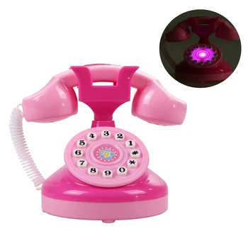 Pink Retro Børn Simuleret Telefon Toy Tidlig Pædagogisk babyalarm Emuleret Telefon Legetøj til Børn, Piger, Børn, Musical Legetøj