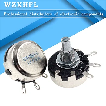 1STK WX110 WX010 10 Ohm - 22K Ohm-10R-22K 3 Lodning Terminaler 6mm Rund Metal Aksel Enkelt Tur Ledning Viklet Potentiometer