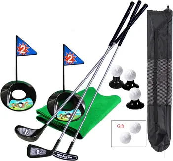 Golf Pro Sæt-Legetøj for Børn Klubber Flag Praksis Bolde, Sport, Indendørs Spil Opgraderet version Junior Golf 24 tommer Uddannelse Rustfrit