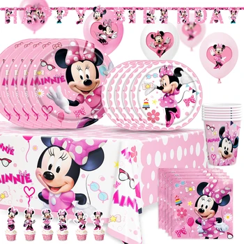 Minnie Mouse Fødselsdag Part Forsyninger og Dekorationer Minnie Mouse Part Forsyninger Tjener 8 Værelser med Banner Tabel dækplader