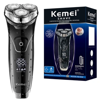 Original Kemei Vandtæt LCD-Display Elektrisk Shaver Skæg Elektrisk Barbermaskine For Mænd Facial Stubbe Intimbarbering Maskine Genopladelige