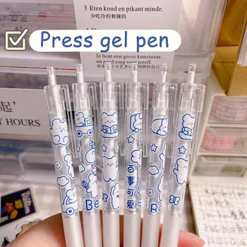 1/3pc 0,5 mm Kawaii Sort Push-Gel Pen Søde Underskrive Pen Studerende Kontorartikler skoleartikler Gave Engros