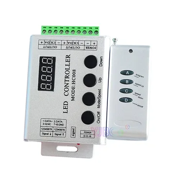 programmerbare RGB LED Lys pixel Controller HC008 4Keys Remote 5~24V 133 effekt tilstande lysdæmper til WS2812 WS2811 2801 LED Strip