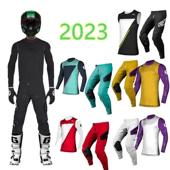 2023 TLD RACING ZERO Motocross-Jersey Sat Flo Gul Sort Moto Gear Sæt Motorcykel Off Road Kompression Tøj MX Passer til