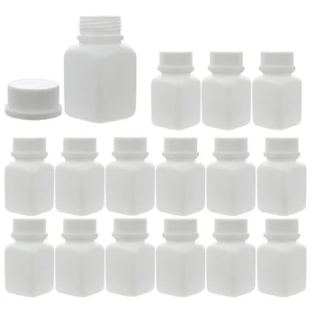 20pcs 30 ml Tomme Lille Hvid HDPE Kvadratisk Form Plast Kapsler Pille Flasker 1 ounce Medicin Flasker med børnesikret Caps