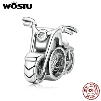 WOSTU 2021 925 Sterling Sølv Vintage Motorcykel Bil Vedhæng med Perler Passer Oprindelige Armbånd DIY Smykker CTC533