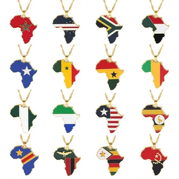 SOMESOOR Afrikanske Lande Kort Halskæde Hiphop Smykker Nigeria og Zimbabwe Sort Etniske Rødder Charms Kæde Til Kvinder Gaver