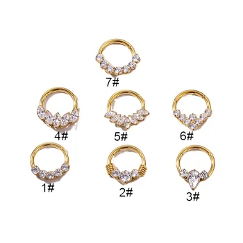 1Piece Piercing Body Jewelry G23 Titanium, Rustfrit Stål Zircon Næse Ring for Kvinder 16G*8mm Runde Øreringe