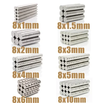 20~500Pcs N35 Runde Magnet 8x1 8x1.5 8x2 8x3 8x4 8x5 8x6 8x10 Neodym Permanent Magnet NdFeB Super Stærk Kraftige Magneter