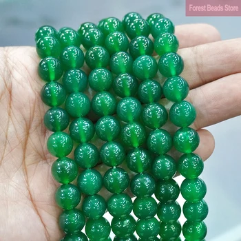 Natursten Grønne Agater Runde Perler 15