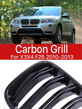Forsiden Øverst til Nyre Kofanger Grill Carbon Fiber Racing Grill Facelift Dækning For BMW X3 X4 F25 F26 2010 2011 2012 2013