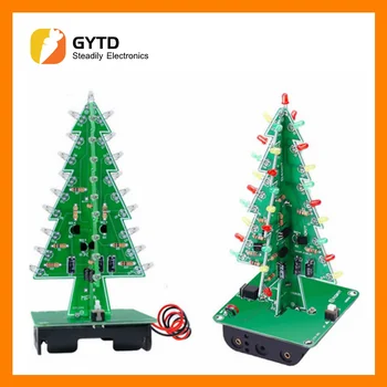 Tre-Dimensionelle 3D juletræ LED DIY Kit, Rød/Grøn/Gul LED-Blitz Kredsløb Kit Elektroniske Sjov Suite