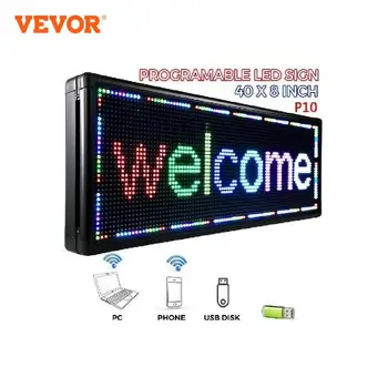 VEVOR 7-Farve LED Rulle Displayet 40x8Inch RGB P10 Digital Udendørs Programmerbar Display Bestyrelsen for reklamebranchen