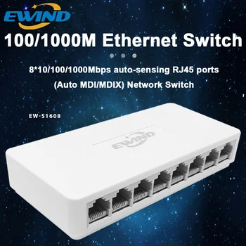 EWIND 10/100/1000 mbps Ethernet Switch 5/8 Havne Desktop Gigabit Netværk Switch-Adapter Hurtigt RJ45 Ethernet-Switch med Auto MDI/MDIX