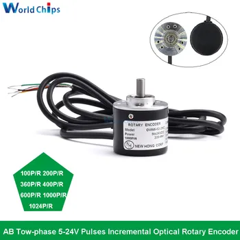 Pulser Trinvis Optisk Rotary Encoder 100P/R 200P/R 360P/R 400P/R 600P/R 1000P/R 1024P/R AB 2-fase 5-24V Encoder 6mm Aksel
