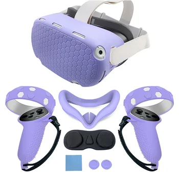 FOR Oculus Quest 2 Silikone Cover Kit VR Touch Controller Shell Rod Lens Cap Greb etui Til Quest2 Tilbehør
