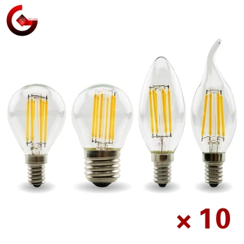 10stk/masse E27 E14 Retro Edison LED Glødelamper Pære Lampe 110V 220V Pære og med C35, med G45 Glas Pære Vintage Lysekroner, levende Lys