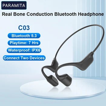 PARAMITA Real Bone Conduction Trådløse Bluetooth Hovedtelefoner BT5.3 Vandtæt Sport Hovedtelefoner med MIKROFON til at Køre Cykling Sport