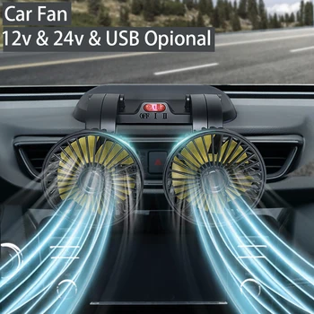 Elbil Fan 12v 24v USB-Valgfrit for SUV Lastbil Trucks 360° Rotation med Sammenklappelige Bord Ventilator Air Cirkulationspumpe