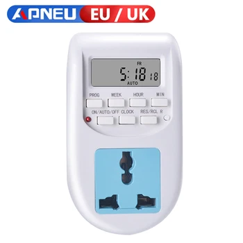 Digital Tid Skifte Timer Med UK EU Socket Ugentlige Programmerbar Elektronisk Digital kontaktur LCD-Display 220V 50Hz 10A