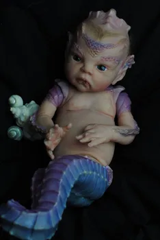 50 CM 3D Paint Huden Blød Silikone Genfødt Prinsesse Atlantyss Søhest Baby Doll Naturtro 20 Tommer Hippocampus Premium-Samleobjekter