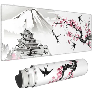 Japansk Stil Mount Fuji Cherry Blossom Fugl Sakura Gaming XL Musemåtte XXL tastatur pad Tæppet Blødt Naturligt Gummi-musemåtten